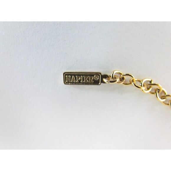 Vintage Napier Oriental Necklace Pendant Statement Asian Pagoda Gold Extra Long - Picture 9 of 13